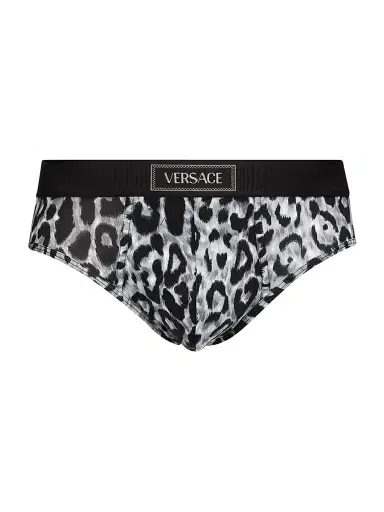Versace Jeans Couture Men's Leopard-Print Stretch Cotton Briefs | Thumbnail 1 Versace Jeans Couture Men's Leopard-Print Stretch Cotton Briefs | Thumbnail 1