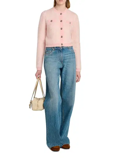 Versace Women's Brushed Barocco Jacquard Cardigan - Rose Quartz | Thumbnail 2 Versace Women's Brushed Barocco Jacquard Cardigan - Rose Quartz | Thumbnail 2