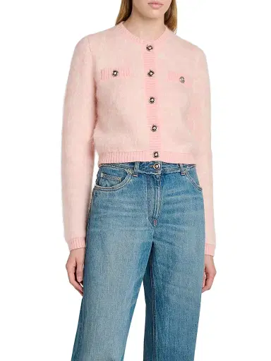 Versace Women's Brushed Barocco Jacquard Cardigan - Rose Quartz | Thumbnail 3 Versace Women's Brushed Barocco Jacquard Cardigan - Rose Quartz | Thumbnail 3