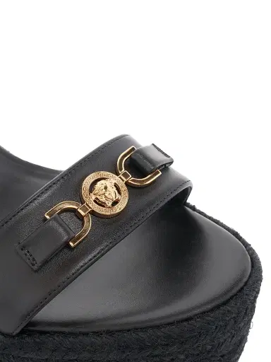 Versace Women's Medusa 120MM Leather Espadrille Sandals - Black Gold - Size 10 | Thumbnail 6 Versace Women's Medusa 120MM Leather Espadrille Sandals - Black Gold - Size 10 | Thumbnail 6