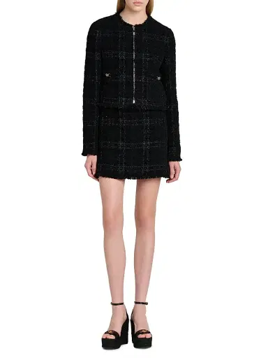 Versace Women's Cotton-Blend Tweed Miniskirt - Black | Thumbnail 2 Versace Women's Cotton-Blend Tweed Miniskirt - Black | Thumbnail 2