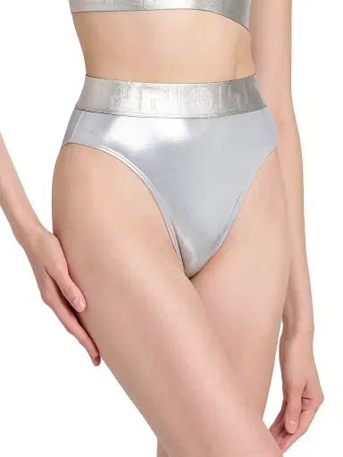 Versace Women's Laminated Metallic High-Waisted Bikini Bottom | Thumbnail 4 Versace Women's Laminated Metallic High-Waisted Bikini Bottom | Thumbnail 4