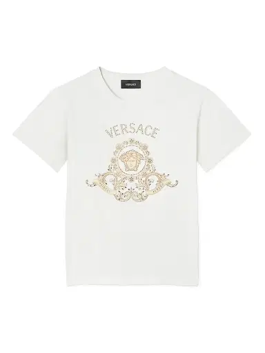 Versace Little Kid's & Kid's Medusa Hall Crest Print T-Shirt - White - Size 8 | Thumbnail 1 Versace Little Kid's & Kid's Medusa Hall Crest Print T-Shirt - White - Size 8 | Thumbnail 1