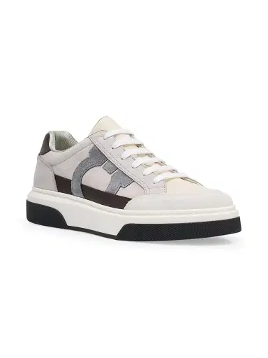 Ferragamo Men's Cassina Gancini Leather Low-Top Sneakers - Bianco - Size 13 | Thumbnail 3 Ferragamo Men's Cassina Gancini Leather Low-Top Sneakers - Bianco - Size 13 | Thumbnail 3
