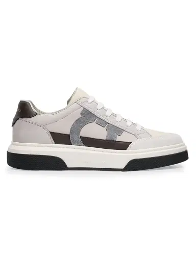 Ferragamo Men's Cassina Gancini Leather Low-Top Sneakers - Bianco - Size 13 | Thumbnail 1 Ferragamo Men's Cassina Gancini Leather Low-Top Sneakers - Bianco - Size 13 | Thumbnail 1