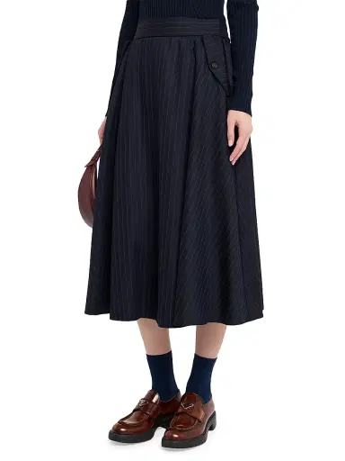 Golden Goose Women's Journey Pinstriped Wool Skirt - Dark Blue | Thumbnail 3 Golden Goose Women's Journey Pinstriped Wool Skirt - Dark Blue | Thumbnail 3