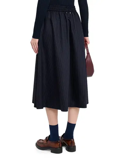 Golden Goose Women's Journey Pinstriped Wool Skirt - Dark Blue | Thumbnail 4 Golden Goose Women's Journey Pinstriped Wool Skirt - Dark Blue | Thumbnail 4