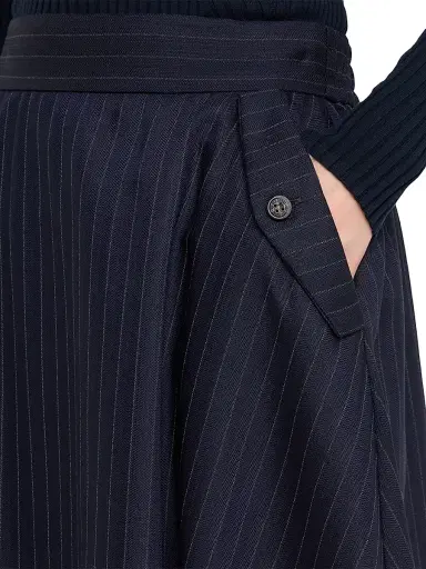 Golden Goose Women's Journey Pinstriped Wool Skirt - Dark Blue | Thumbnail 5 Golden Goose Women's Journey Pinstriped Wool Skirt - Dark Blue | Thumbnail 5