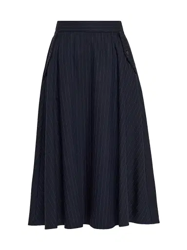 Golden Goose Women's Journey Pinstriped Wool Skirt - Dark Blue | Thumbnail 1 Golden Goose Women's Journey Pinstriped Wool Skirt - Dark Blue | Thumbnail 1
