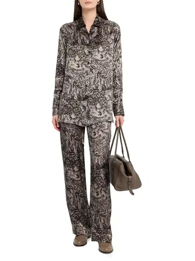 Golden Goose Women's Golden Floral Twill Pants - Grey - Size 10 | Thumbnail 2 Golden Goose Women's Golden Floral Twill Pants - Grey - Size 10 | Thumbnail 2