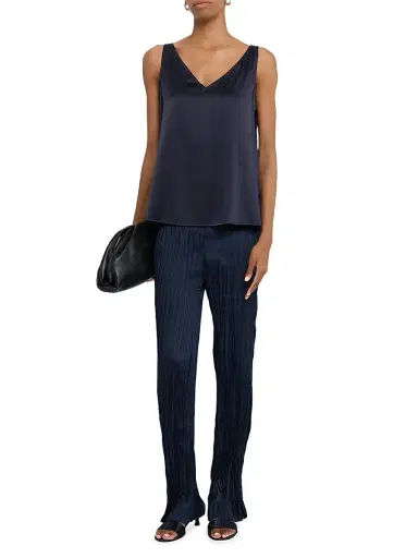 Significant Other Women's Lilian Pleated Satin Straight-Leg Pants - Midnight | Thumbnail 2 Significant Other Women's Lilian Pleated Satin Straight-Leg Pants - Midnight | Thumbnail 2
