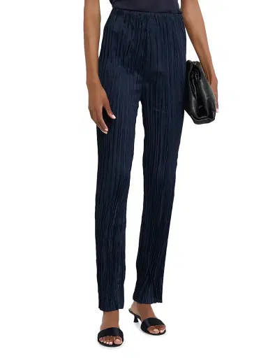Significant Other Women's Lilian Pleated Satin Straight-Leg Pants - Midnight | Thumbnail 3 Significant Other Women's Lilian Pleated Satin Straight-Leg Pants - Midnight | Thumbnail 3