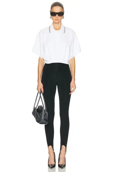 Alexander Wang Relaxed Cropped Cinched Polo Top | Thumbnail 4 Alexander Wang Relaxed Cropped Cinched Polo Top | Thumbnail 4