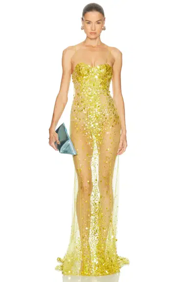 THE ATTICO Sheer Sequin Gown | Thumbnail 1 THE ATTICO Sheer Sequin Gown | Thumbnail 1