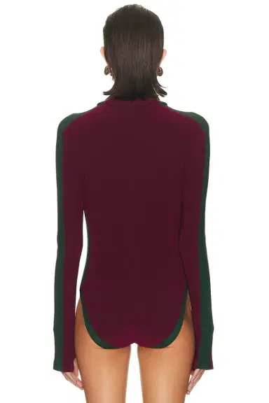 Norma Kamali Side Stripe Zip Front Long Sleeve Turtleneck Bodysuit | Thumbnail 4 Norma Kamali Side Stripe Zip Front Long Sleeve Turtleneck Bodysuit | Thumbnail 4