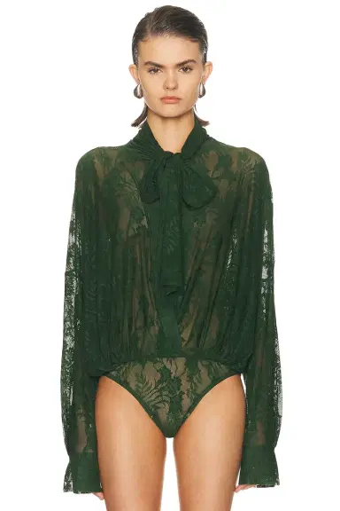 Norma Kamali Super Oversized Boyfriend Bow Bodysuit | Thumbnail 2 Norma Kamali Super Oversized Boyfriend Bow Bodysuit | Thumbnail 2