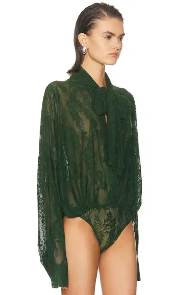 Norma Kamali Super Oversized Boyfriend Bow Bodysuit | Thumbnail 3 Norma Kamali Super Oversized Boyfriend Bow Bodysuit | Thumbnail 3