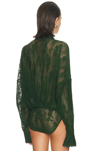 Norma Kamali Super Oversized Boyfriend Bow Bodysuit | Thumbnail 4 Norma Kamali Super Oversized Boyfriend Bow Bodysuit | Thumbnail 4