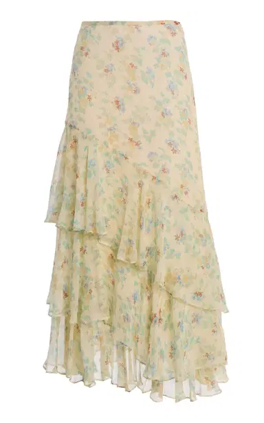 Ulla Johnson Meadow Floral Crinkled Silk Chiffon Midi Skirt | Thumbnail 1 Ulla Johnson Meadow Floral Crinkled Silk Chiffon Midi Skirt | Thumbnail 1