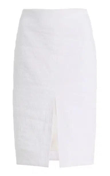Brandon Maxwell The Fenn Split-Front Linen-Blend Knee-Length Skirt | Thumbnail 1 Brandon Maxwell The Fenn Split-Front Linen-Blend Knee-Length Skirt | Thumbnail 1