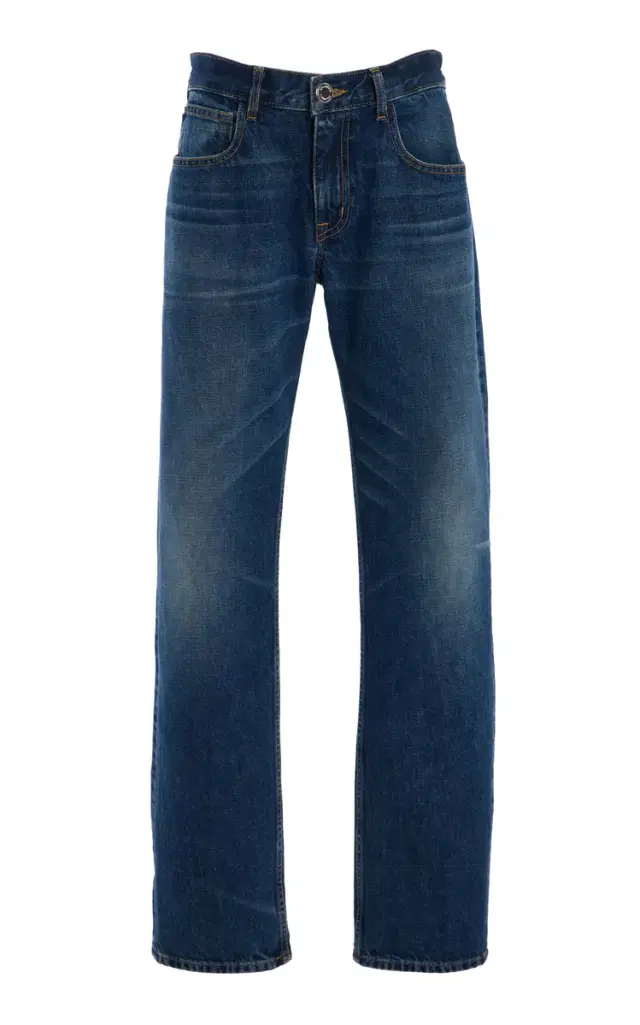 The Beau Buckle-Detailed Denim Straight-Leg Jeans The Beau Buckle-Detailed Denim Straight-Leg Jeans