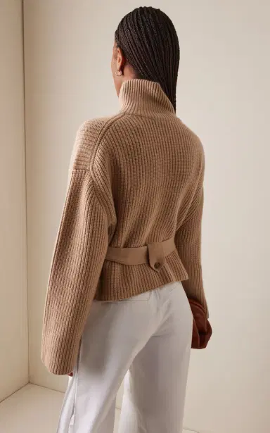 Brandon Maxwell The Neal Belted Recycled-Cashmere-Blend Sweater | Thumbnail 4 Brandon Maxwell The Neal Belted Recycled-Cashmere-Blend Sweater | Thumbnail 4