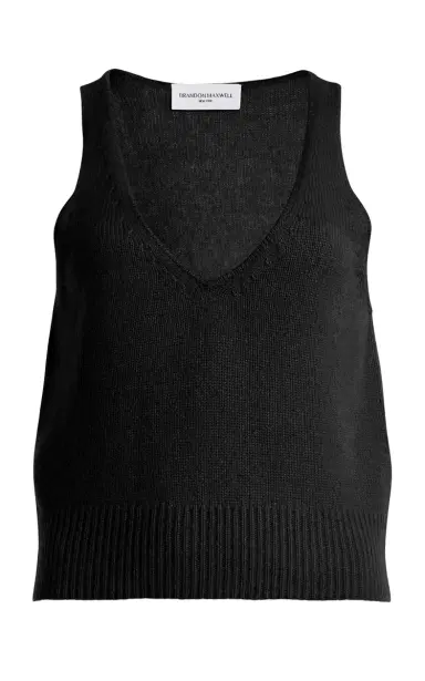 Brandon Maxwell The Reese V-Neck Cashmere-Silk Tank Top | Thumbnail 1 Brandon Maxwell The Reese V-Neck Cashmere-Silk Tank Top | Thumbnail 1