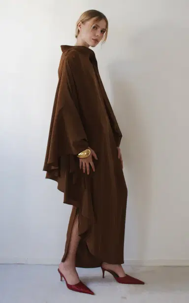 Harithand Gabriella Draped Silk Crepe De Chine Caftan Dress | Thumbnail 3 Harithand Gabriella Draped Silk Crepe De Chine Caftan Dress | Thumbnail 3
