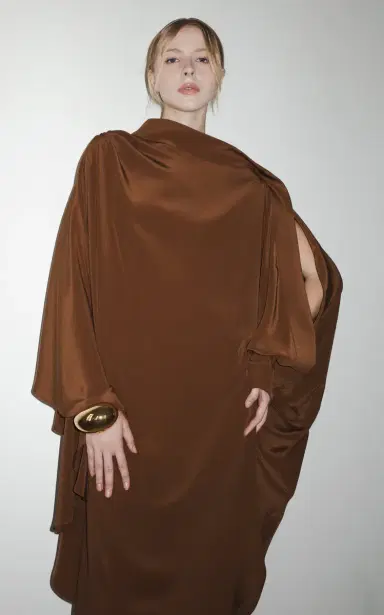 Harithand Gabriella Draped Silk Crepe De Chine Caftan Dress | Thumbnail 4 Harithand Gabriella Draped Silk Crepe De Chine Caftan Dress | Thumbnail 4