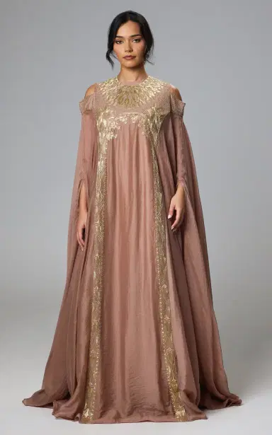 Bthaina Hand-Embellished Chiffon Caftan Dress | Thumbnail 3 Bthaina Hand-Embellished Chiffon Caftan Dress | Thumbnail 3