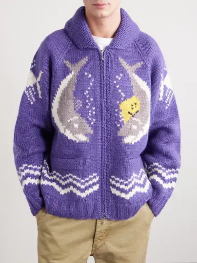 KAPITAL Intarsia Wool Zip-Up Cardigan - Men | Thumbnail 3 KAPITAL Intarsia Wool Zip-Up Cardigan - Men | Thumbnail 3