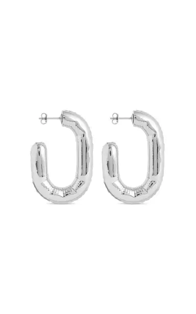 Rabanne Silver Tone Hoop Earrings | Thumbnail 4 Rabanne Silver Tone Hoop Earrings | Thumbnail 4