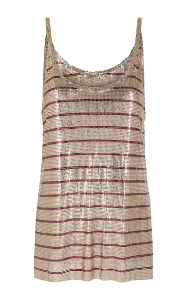 Rabanne Striped Metallic Mesh Tank Top | Thumbnail 6 Rabanne Striped Metallic Mesh Tank Top | Thumbnail 6