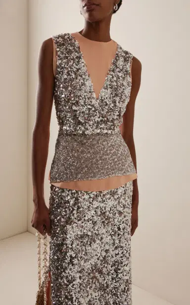 Rabanne Sequined Satin Top | Thumbnail 2 Rabanne Sequined Satin Top | Thumbnail 2