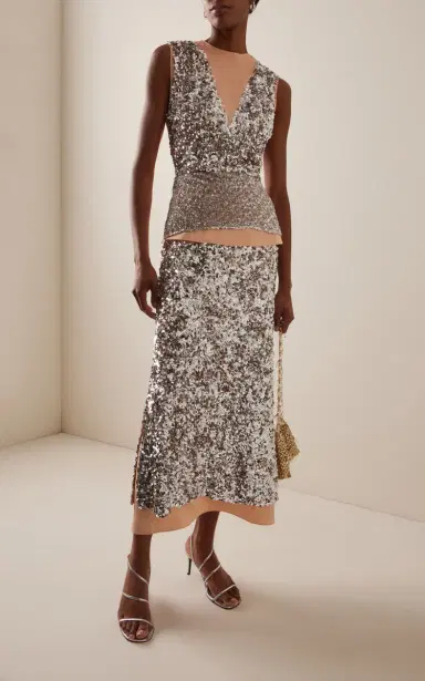 Rabanne Sequined Satin Top | Thumbnail 3 Rabanne Sequined Satin Top | Thumbnail 3