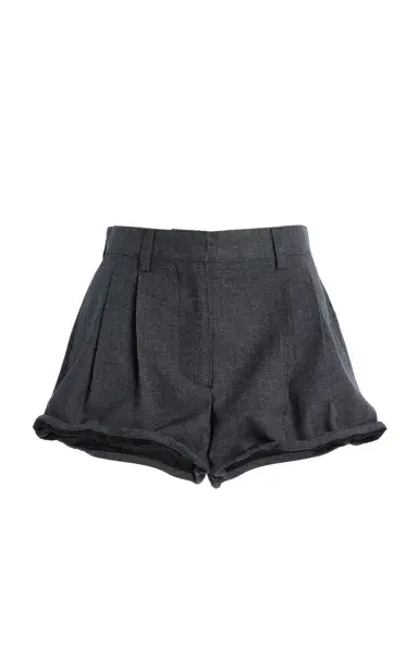 Prada Pleated Grisaille-Wool Shorts | Thumbnail 6 Prada Pleated Grisaille-Wool Shorts | Thumbnail 6