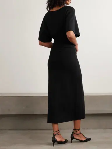 Staud Amelie Ruched Wool-blend Midi Dress | Thumbnail 3 Staud Amelie Ruched Wool-blend Midi Dress | Thumbnail 3