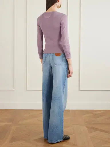 Chloé Ribbed Organic Cotton-jersey Henley Top | Thumbnail 4 Chloé Ribbed Organic Cotton-jersey Henley Top | Thumbnail 4
