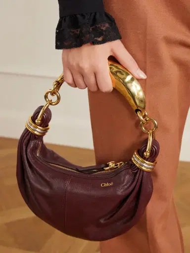 Chloé Bracelet Embellished Textured-leather Shoulder Bag | Thumbnail 3 Chloé Bracelet Embellished Textured-leather Shoulder Bag | Thumbnail 3