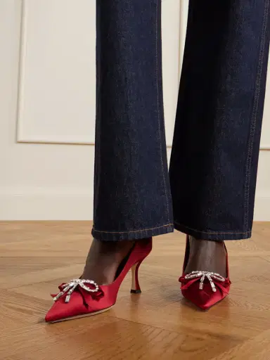 Jimmy Choo Aura 70 Crystal Bow-embellished Satin Pumps | Thumbnail 2 Jimmy Choo Aura 70 Crystal Bow-embellished Satin Pumps | Thumbnail 2