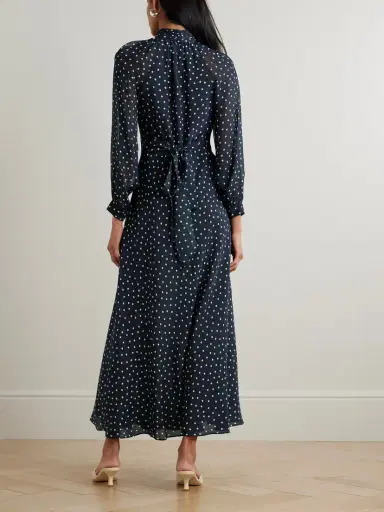 Rixo Paige Belted Polka-dot Silk-chiffon Mock-neck Midi Dress | Thumbnail 3 Rixo Paige Belted Polka-dot Silk-chiffon Mock-neck Midi Dress | Thumbnail 3