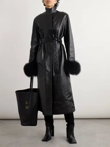 Alaïa Shearling-trimmed Leather Coat | Thumbnail 2 Alaïa Shearling-trimmed Leather Coat | Thumbnail 2