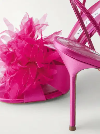 Aquazzura Poème 105 Embellished Organza-trimmed Satin Sandals | Thumbnail 5 Aquazzura Poème 105 Embellished Organza-trimmed Satin Sandals | Thumbnail 5