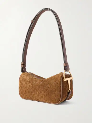 Gucci Horsebit 1955 Leather-trimmed Suede Shoulder Bag | Thumbnail 3 Gucci Horsebit 1955 Leather-trimmed Suede Shoulder Bag | Thumbnail 3