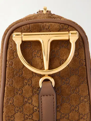 Gucci Horsebit 1955 Leather-trimmed Suede Shoulder Bag | Thumbnail 4 Gucci Horsebit 1955 Leather-trimmed Suede Shoulder Bag | Thumbnail 4