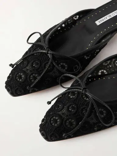 Manolo Blahnik Ballerimu Bow-detailed Leather-trimmed Lace Flats | Thumbnail 5 Manolo Blahnik Ballerimu Bow-detailed Leather-trimmed Lace Flats | Thumbnail 5