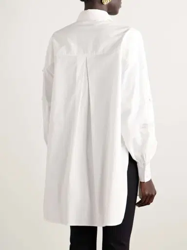 Carolina Herrera Oversized Embroidered Brushed Cotton-blend Poplin Shirt | Thumbnail 4 Carolina Herrera Oversized Embroidered Brushed Cotton-blend Poplin Shirt | Thumbnail 4