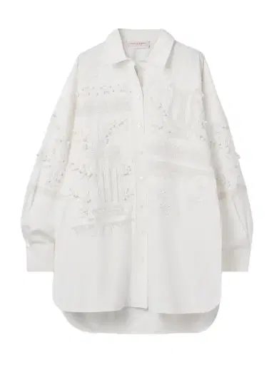 Carolina Herrera Oversized Embroidered Brushed Cotton-blend Poplin Shirt | Thumbnail 1 Carolina Herrera Oversized Embroidered Brushed Cotton-blend Poplin Shirt | Thumbnail 1