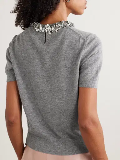 Tory Burch Embellished Wool And Cashmere-blend Sweater | Thumbnail 3 Tory Burch Embellished Wool And Cashmere-blend Sweater | Thumbnail 3