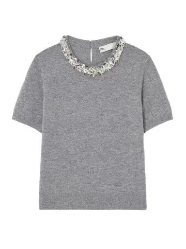 Tory Burch Embellished Wool And Cashmere-blend Sweater | Thumbnail 1 Tory Burch Embellished Wool And Cashmere-blend Sweater | Thumbnail 1